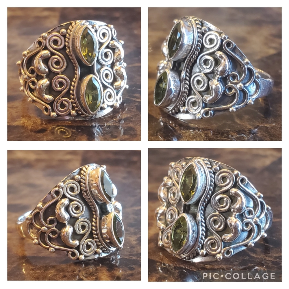 Genuine 2ct Peridot Ring Size 7.5 - Picture 7 of 8